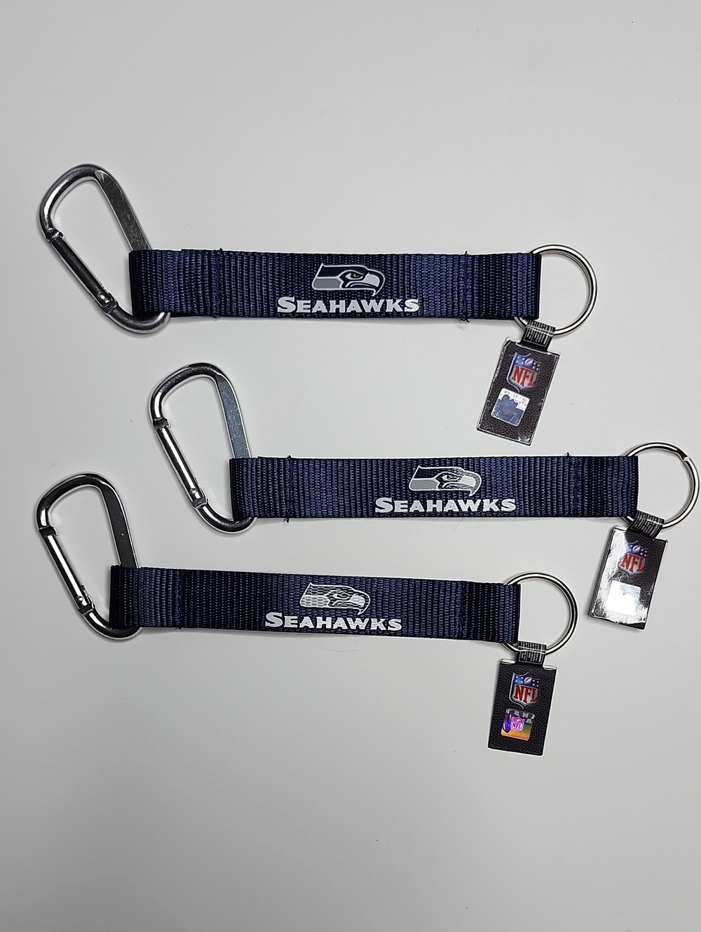 Seattle Seahawks Navy Key & Card Holder Lanyard with Carabiner